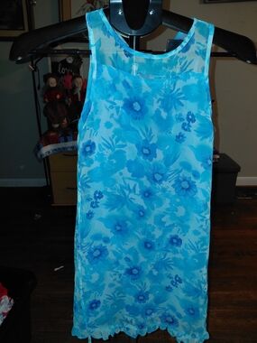 Blue Floral Girls' Casual Dress